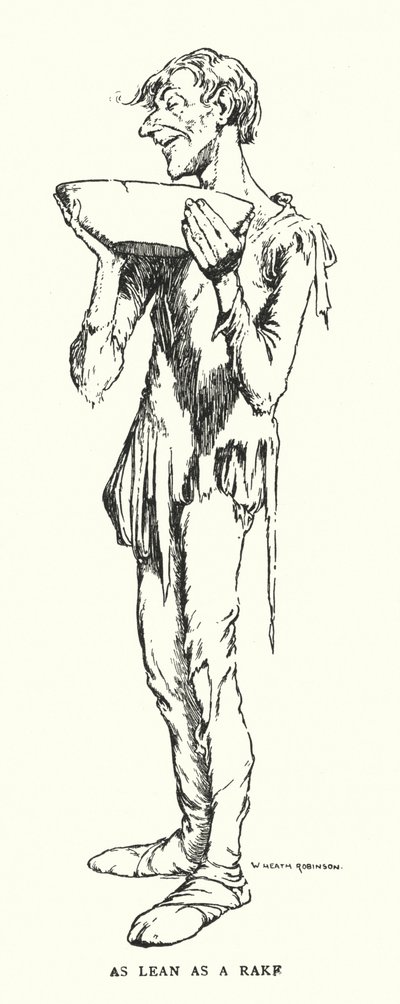 Så mager som en rake (litho) av William Heath Robinson