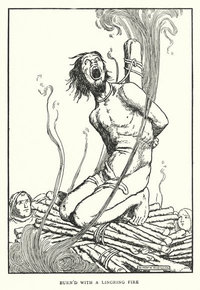 Brent med en langvarig ild (litho) av William Heath Robinson