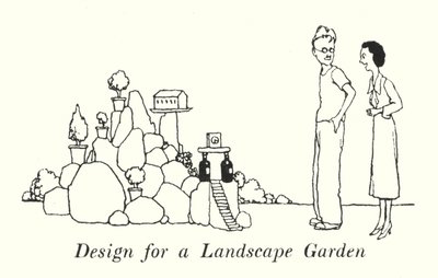 Design for en landskapshage (litho) av William Heath Robinson