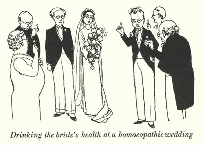 Drikker brudens helse i et homøopatisk bryllup (litho) av William Heath Robinson