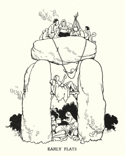 Early Flats (litho) av William Heath Robinson