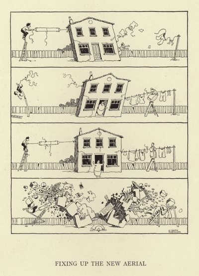 Reparerer den nye antennen av William Heath Robinson