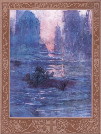 Følg etter-vi venter ved stiene vi mistet. For lyden av mange skritt, for tråkket til en vert. av William Heath Robinson