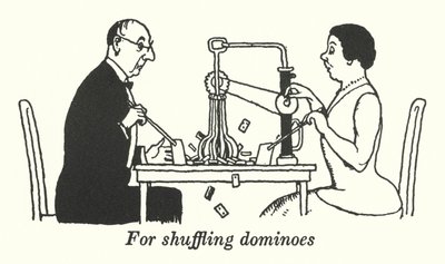 For stokking av dominobrikker (litho) av William Heath Robinson