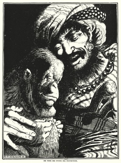 Han tok meg under sin beskyttelse (gravering) av William Heath Robinson
