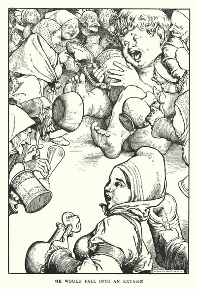 Han ville falle inn i en extasie (litho) av William Heath Robinson