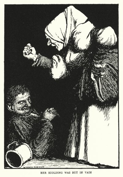 Skjellen hennes var forgjeves (litho) av William Heath Robinson
