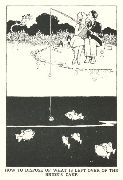 Hvordan kaste det som er til overs av brudens kake (litho) av William Heath Robinson