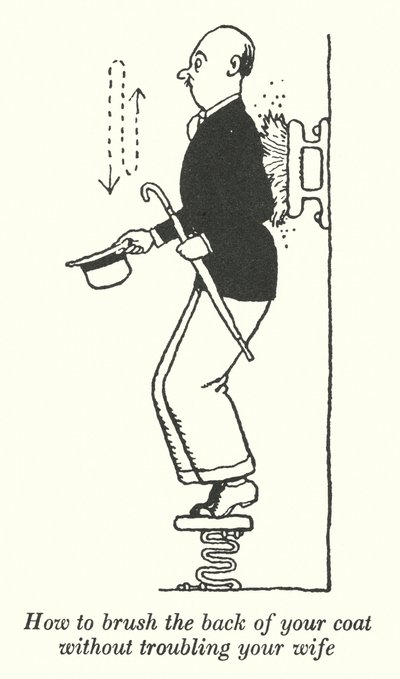 Hvordan børste baksiden av pelsen uten å plage kona din (litho) av William Heath Robinson