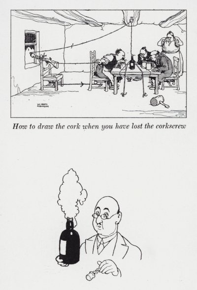 Hvordan tegne korken når du har mistet korketrekkeren (litho) av William Heath Robinson