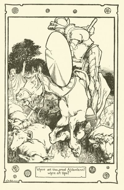 Illustrasjon for Don Quixote (litho) av William Heath Robinson