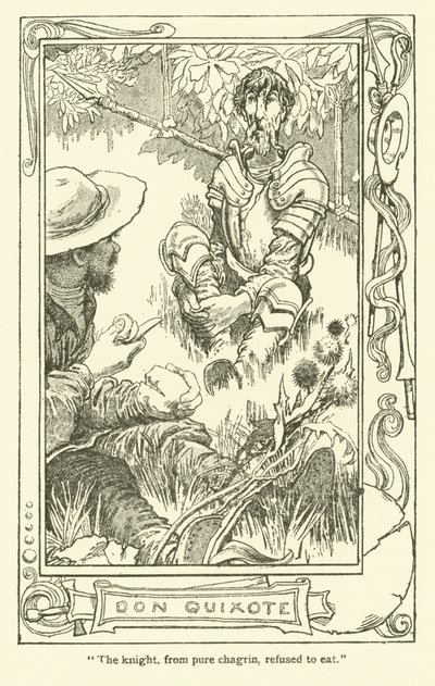 Illustrasjon for Don Quixote (litho) av William Heath Robinson