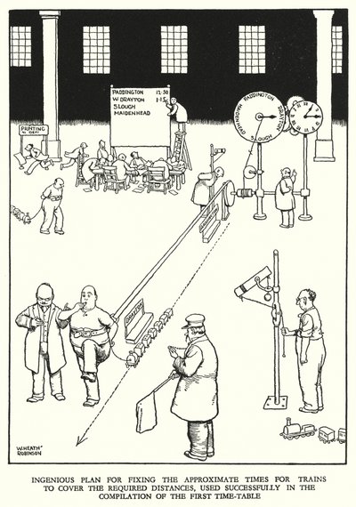 Illustrasjon for Railway Ribaldry av W Heath Robinson (litho) av William Heath Robinson