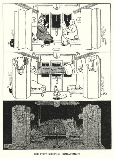 Illustrasjon for Railway Ribaldry av W Heath Robinson (litho) av William Heath Robinson