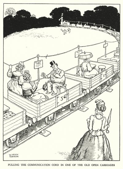 Illustrasjon for Railway Ribaldry av W Heath Robinson (litho) av William Heath Robinson