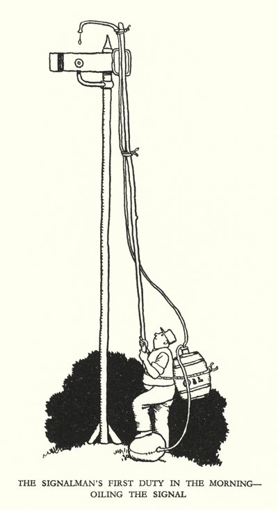 Illustrasjon for Railway Ribaldry av W Heath Robinson (litho) av William Heath Robinson