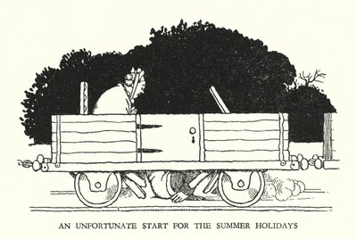 Illustrasjon for Railway Ribaldry av W Heath Robinson (litho) av William Heath Robinson