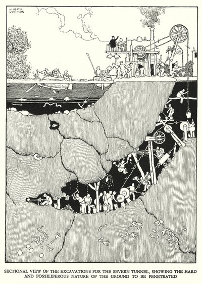 Illustrasjon for Railway Ribaldry av W Heath Robinson (litho) av William Heath Robinson