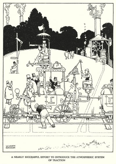 Illustrasjon for Railway Ribaldry av W Heath Robinson (litho) av William Heath Robinson