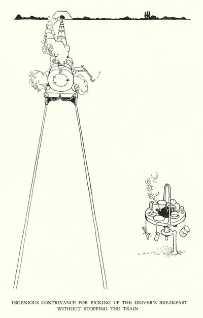 Illustrasjon for Railway Ribaldry av W Heath Robinson (litho) av William Heath Robinson