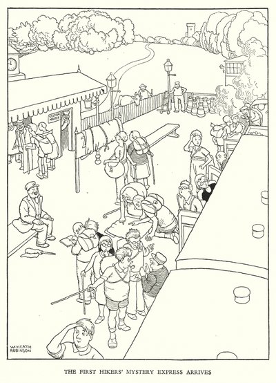 Illustrasjon for Railway Ribaldry av W Heath Robinson (litho) av William Heath Robinson