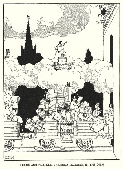 Illustrasjon for Railway Ribaldry av W Heath Robinson (litho) av William Heath Robinson