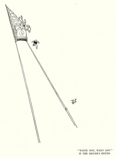 Illustrasjon for Railway Ribaldry av W Heath Robinson (litho) av William Heath Robinson