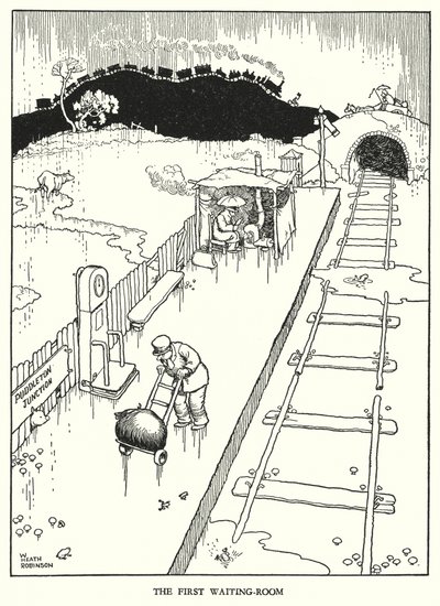 Illustrasjon for Railway Ribaldry av W Heath Robinson (litho) av William Heath Robinson