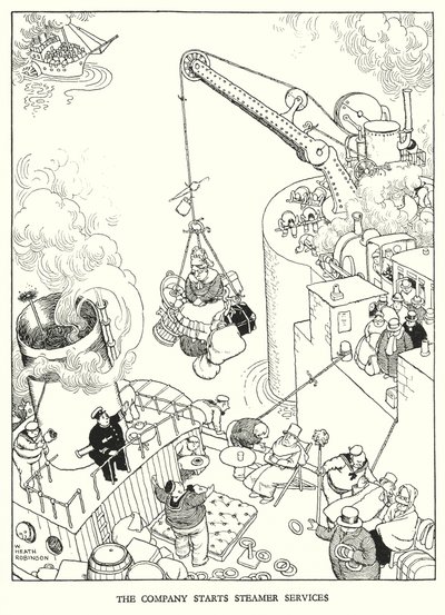 Illustrasjon for Railway Ribaldry av W Heath Robinson (litho) av William Heath Robinson