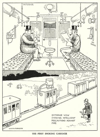 Illustrasjon for Railway Ribaldry av W Heath Robinson (litho) av William Heath Robinson