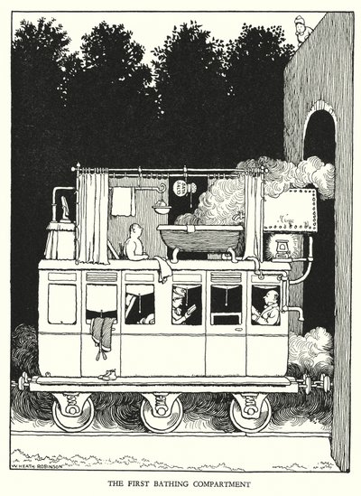 Illustrasjon for Railway Ribaldry av W Heath Robinson (litho) av William Heath Robinson