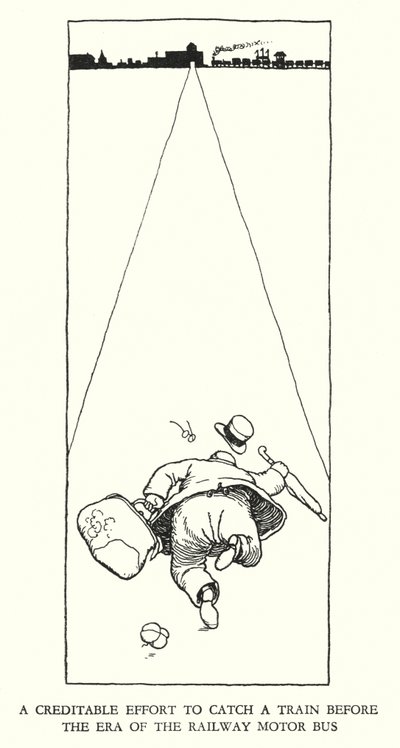 Illustrasjon for Railway Ribaldry av W Heath Robinson (litho) av William Heath Robinson
