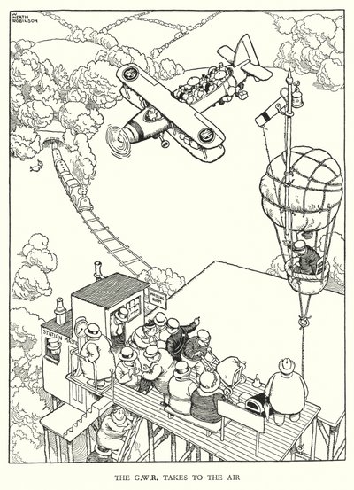 Illustrasjon for Railway Ribaldry av W Heath Robinson (litho) av William Heath Robinson