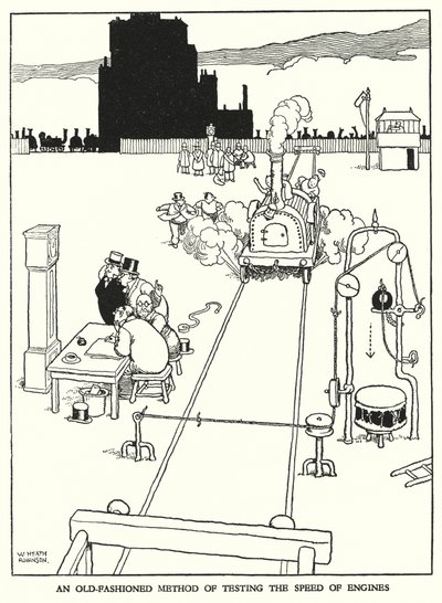 Illustrasjon for Railway Ribaldry av W Heath Robinson (litho) av William Heath Robinson