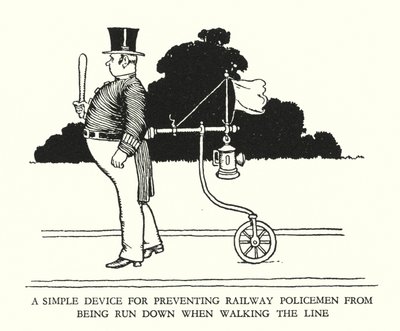 Illustrasjon for Railway Ribaldry av W Heath Robinson (litho) av William Heath Robinson