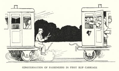 Illustrasjon for Railway Ribaldry av W Heath Robinson (litho) av William Heath Robinson