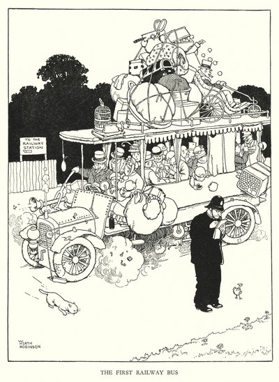 Illustrasjon for Railway Ribaldry av W Heath Robinson (litho) av William Heath Robinson