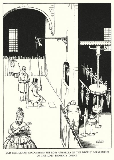Illustrasjon for Railway Ribaldry av W Heath Robinson (litho) av William Heath Robinson