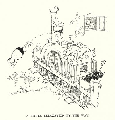 Illustrasjon for Railway Ribaldry av W Heath Robinson (litho) av William Heath Robinson