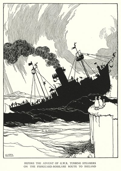 Illustrasjon for Railway Ribaldry av W Heath Robinson (litho) av William Heath Robinson