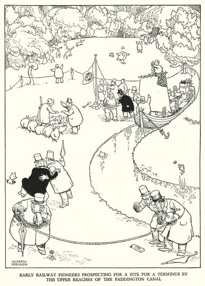 Illustrasjon for Railway Ribaldry av W Heath Robinson (litho) av William Heath Robinson