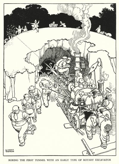 Illustrasjon for Railway Ribaldry av W Heath Robinson (litho) av William Heath Robinson
