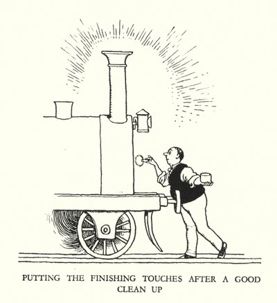 Illustrasjon for Railway Ribaldry av W Heath Robinson (litho) av William Heath Robinson