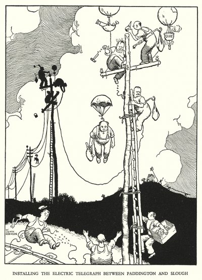 Illustrasjon for Railway Ribaldry av W Heath Robinson (litho) av William Heath Robinson