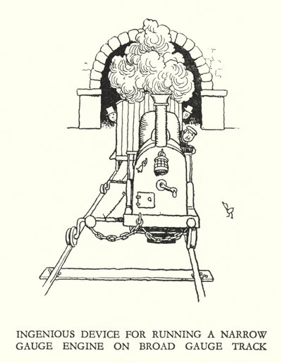 Illustrasjon for Railway Ribaldry av W Heath Robinson (litho) av William Heath Robinson