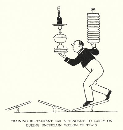 Illustrasjon for Railway Ribaldry av W Heath Robinson (litho) av William Heath Robinson