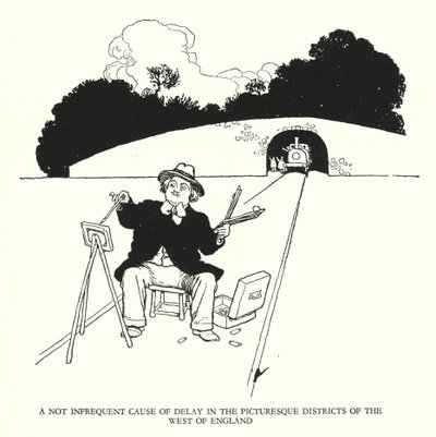 Illustrasjon for Railway Ribaldry av W Heath Robinson (litho) av William Heath Robinson
