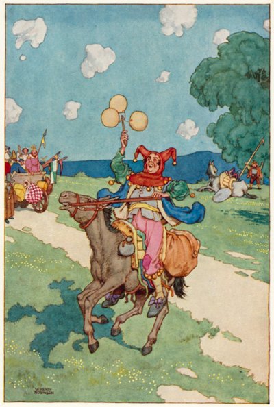 Illustrasjon for The Adventures of Don Quixote (farge litho) av William Heath Robinson