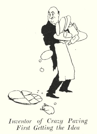 Oppfinner av Crazy Paving får først ideen (litho) av William Heath Robinson