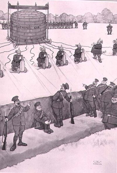 Lattergassangrep, fra "Some Frightful War Pictures" av William Heath Robinson